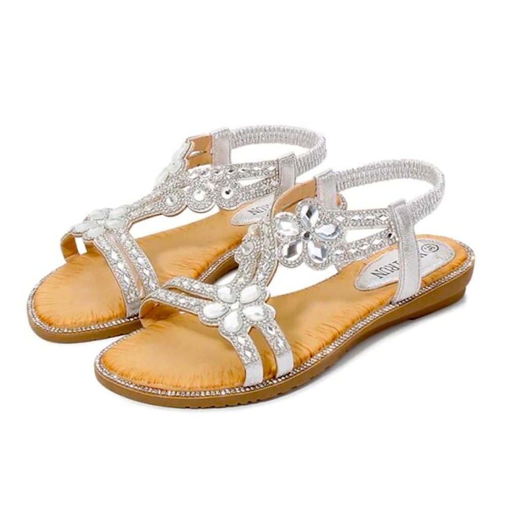 Diamond Rhinestone Bohemian Flat Sandals